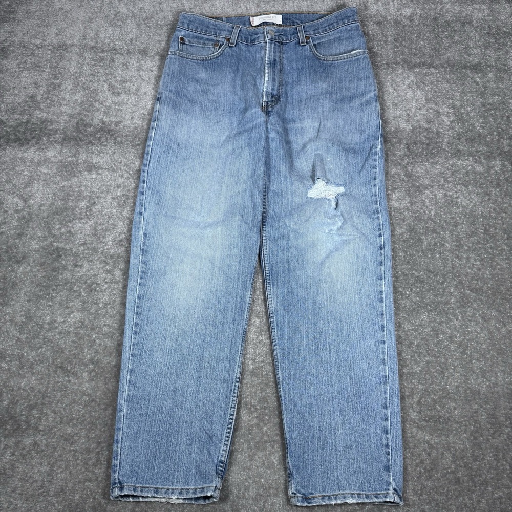 Y2K Levi's 560‎ Jeans Men's 34x30 Blue Distressed Tapered Leg Skater Baggy